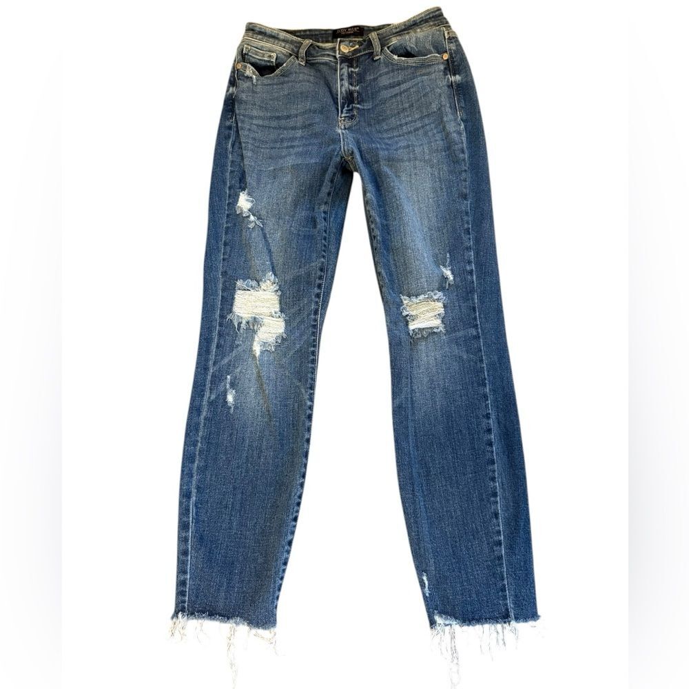 Judy Blue Jeans Relaxed Fit Distressed Denim Stretch Medium Wash Womens 3 or 26